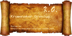 Krumenaker Orsolya névjegykártya